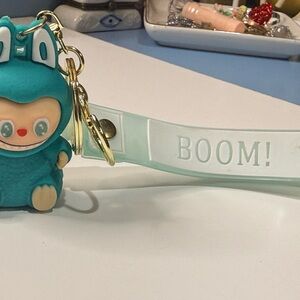 Cute Teal labubu Keychain with Strap